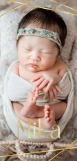 Fotokarte Adoption / Geburt Golddruck Linienspiel 
