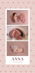 Fotokarte Danksagung zur Geburt rosa & weiße Blümchen