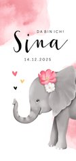 Geburtskarte Elefant mit Blumen