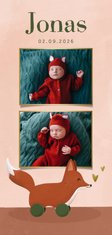Geburtskarte mit Fotos Spielzeug-Fuchs