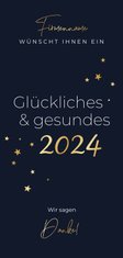 Geschäftliche Neujahrskarte 2024 & Sternchen in Gold