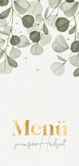 Hochzeitsmenü Eukalyptuszweige & Gold