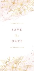 Karte 'Save the Date' Goldblumen auf Aquarell