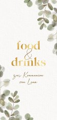 Menükarte zur Kommunionsfeier Eukalyptuskranz & Goldlook