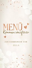 Menükarte zur Kommunionsfeier Herzen, Eukalyptus