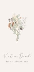 Trauer-Dankeskarte mit Trockenblumen
