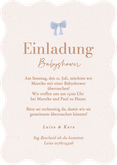 Babyshower Einladung Wellenrand blaue Luftballons Teddybär Rückseite