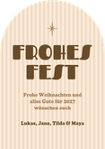 Bogenkarte 'Frohes Fest' gestreift Weihnachten mit Foto Rückseite