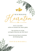 Bogenkarte Save the Date Botanisch Goldkleckse dunkelgrün Rückseite