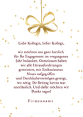 Danke Foto-Weihnachtskarte Bogenform mit Logo Schleife Rückseite