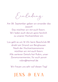 Einladungskarte Bogenform Kariert Hochzeit Rückseite