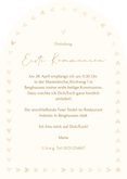 Einladungskarte Kommunion Herzchen-Rand Taube Bogenkarte Rückseite