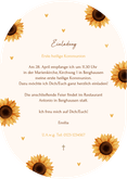 Einladungskarte Sonnenblumen Kommunion Oval Rückseite