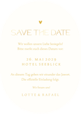 Fotokarte Oval Save-the-Date Hochzeit Goldschrift Rückseite