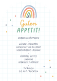 Menükarte Einschulung Foto, Regenbogen & Doodles Rückseite