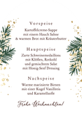 Moderne Menükarte zum Weihnachtsessen Aquarell & Beeren Rückseite