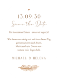 Save-the-Date-Karte Oval Bohemien-Hochzeitskarte Rückseite