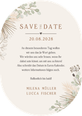 Save-the-date Oval Hochzeit Trockenblumen  Rückseite