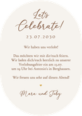 Verlobungskarte Einladung Boho Trockenblumegesteck oval Rückseite