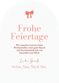 Weihnachtskarte Bogenform Foto und rote Schleife Rückseite