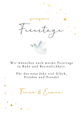 Weihnachtskarte Friedenstaube 'Liebe Hoffnung und Frieden' Rückseite