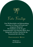 Weihnachtskarte Gastronomie Tellerstapel Lichterkette Rückseite