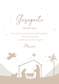 Weihnachtskarte Krippe Bogenkarte Sternenhimmel beige Rückseite