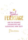 Weihnachtskarte pink Bogenkarte 'Frohes Fest' Lichteffekt Rückseite
