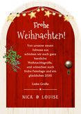 Weihnachtskarte Tür Bogenform zum Umzug  Rückseite