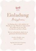 Wellenkarte Einladung Babyshower Teddybär rosa Luftballons Rückseite