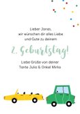 Auto Glückwunschkarte zum 2. Geburtstag 3