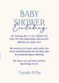 Babyshower Einladungskarte blaue Luftbllons auf Beige 3