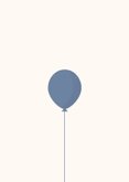 Babyshower Einladungskarte blaue Luftbllons auf Beige Rückseite