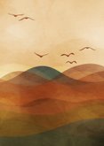 Beileidskarte Aquarell Landschaft Vögel und Hügel 2
