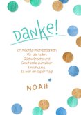 Dankeskarte Einschulung Fotocollage & Konfetti blau 3