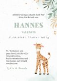 Dankeskarte Geburt Giraffe Wasserfarbe grün Foto innen 3