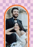 Dankeskarte Karomuster mit Foto Hochzeit 2