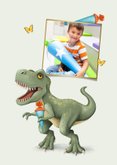 Dankeskarte zur Einschulung mit T-Rex und Foto 2