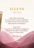 Einaldungskarte Jugendweihe dunkelrot, Foto & Gold 3