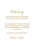 Einladung 1. Schultag Zwilling Fotos & gelbe Tupfen 3