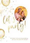 Einladung Doppelparty Foto, Luftballons & Gold 2