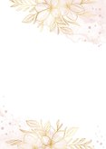 Einladung Hochzeit Goldblumen auf Aquarell Rückseite