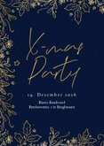 Einladung X-Mas-Party Dunkelblau mit Goldrahmen 2