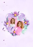 Einladungskarte Kindergeburtstag Party Blumen Luftballons 2