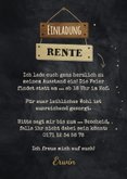 Einladungskarte Rente Schilder Luftballons auf Schwarz 3