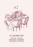 Einladungskarte Weihnachtsessen Foto Linienzeichnung rosa 2