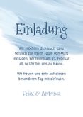 Einladungskarte zur freien Taufe blaues Vögelchen 3