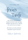 Einladungskarte zur freien Taufe blaues Vögelchen 3