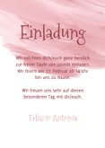 Einladungskarte zur freien Taufe rosa Vögelchen 3