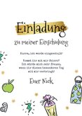 Einschulung Einladungskarte Schultasche grün & Foto 3